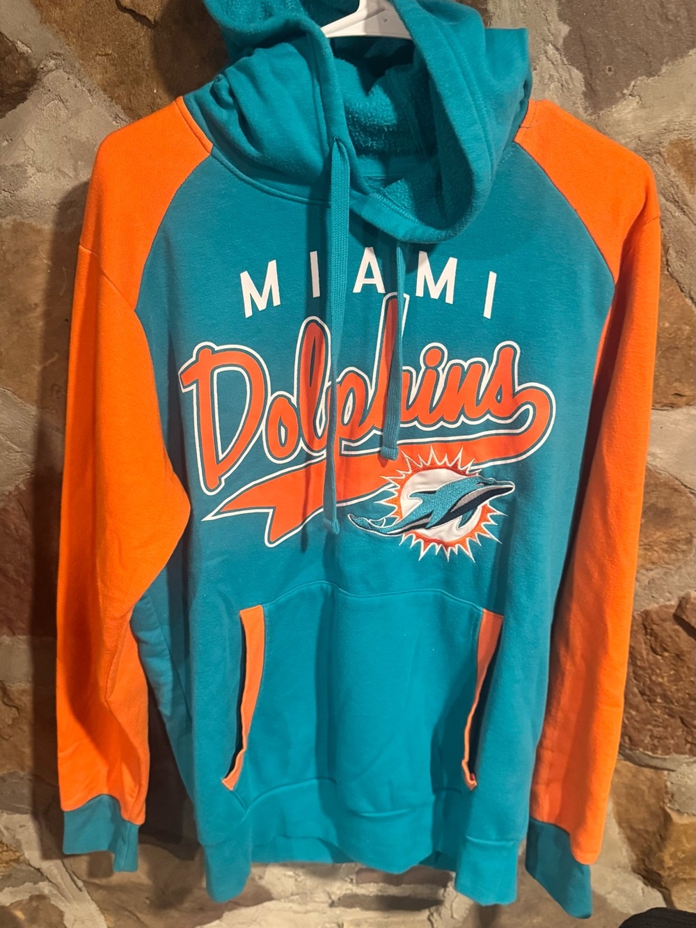 NFL Teal and Orange Miami Dolphins Pullover Hoodie